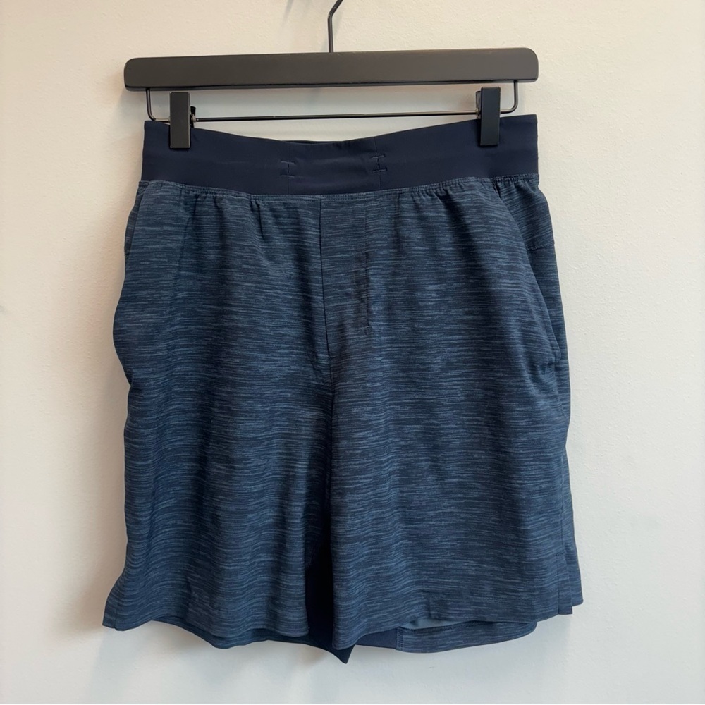 Lululemon T.H.E. Shorts Mens Small Gym Active Linerless Blue Heather Athleisure